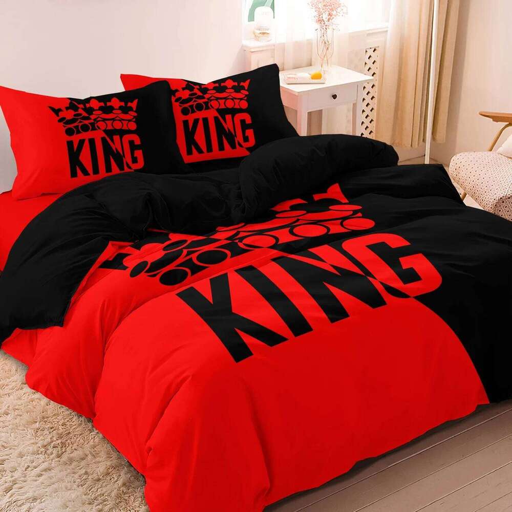 Grey Black King Size Bed Pattern Down Duvet Cover Set, Soft Comfortable Bedroom and Dormitory Decoration Bedding Set XJ260206