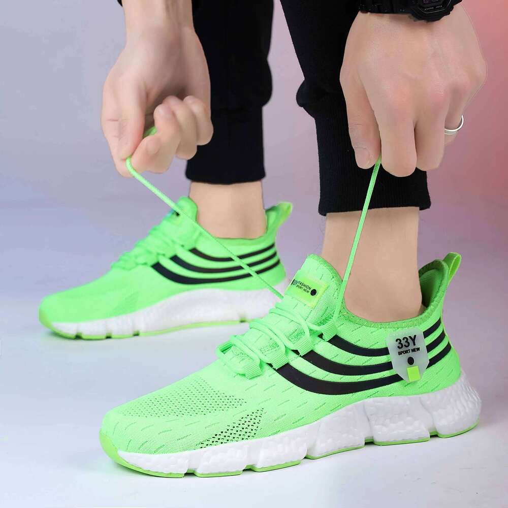 Women's Knitted Mesh Are Breathable Lightweight Soft Lace Up Flexibleshock-absorbing Exercise Walking Sports Shoes
