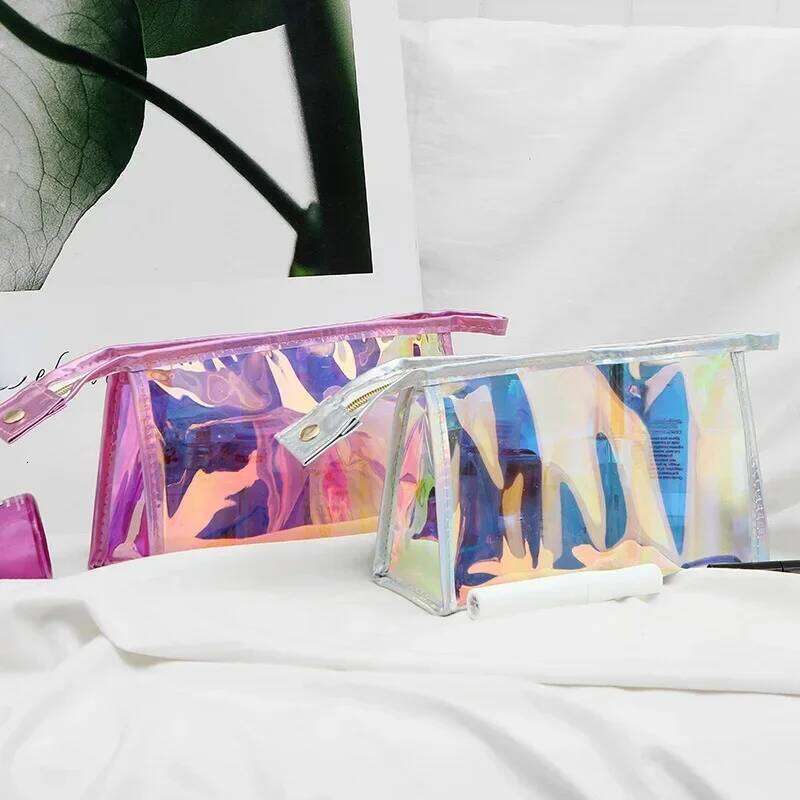 1 Pc Pink Girl Transparent Cosmetic PVC Clear Makeup Bag for Women Waterproof Zipper Beauty Case Travel Toiletry Bags Y260206
