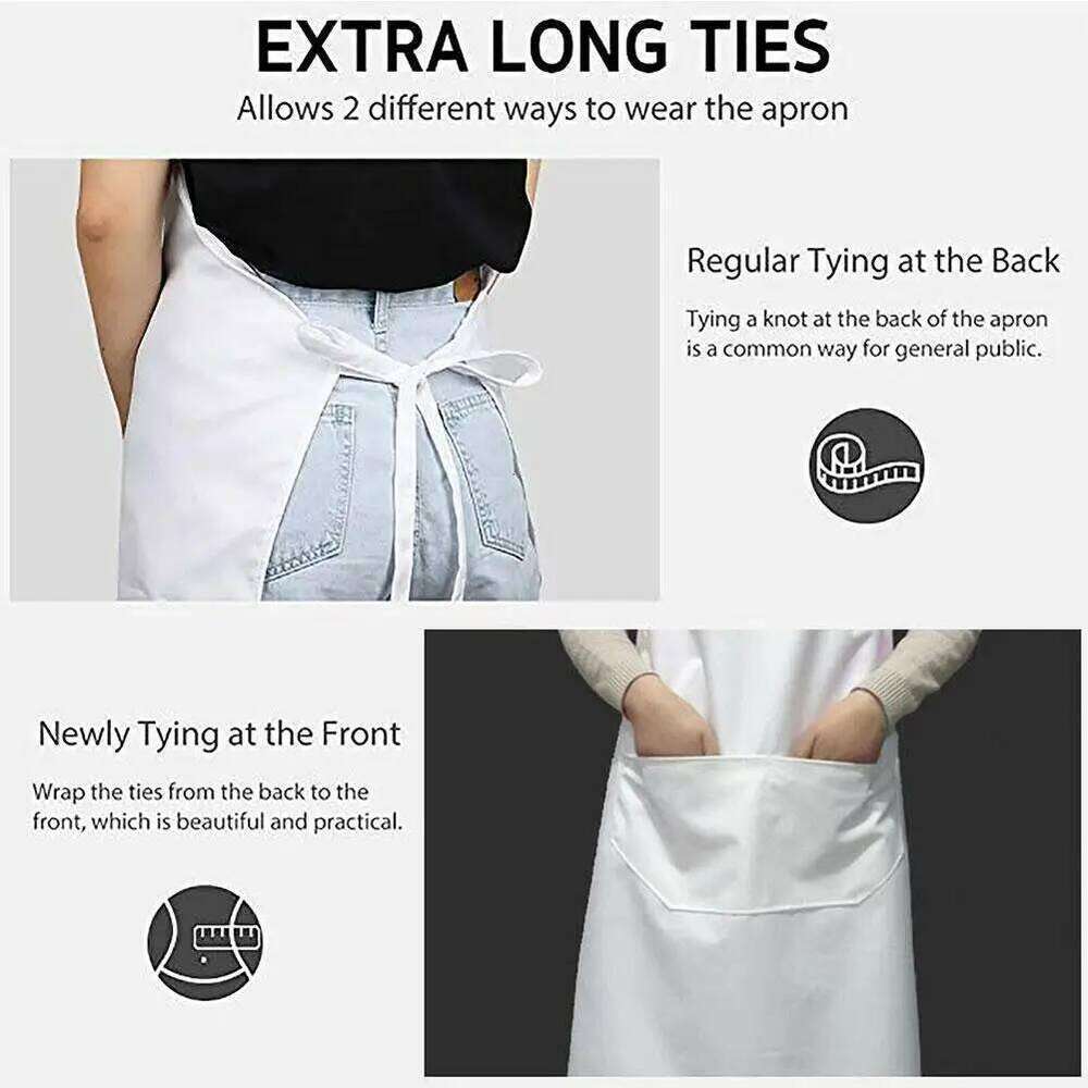 Cooking Fashion Kitchen Unisex Waiter White Plastic Waterproof with Pockets, Male and Female Chef Apron S260205