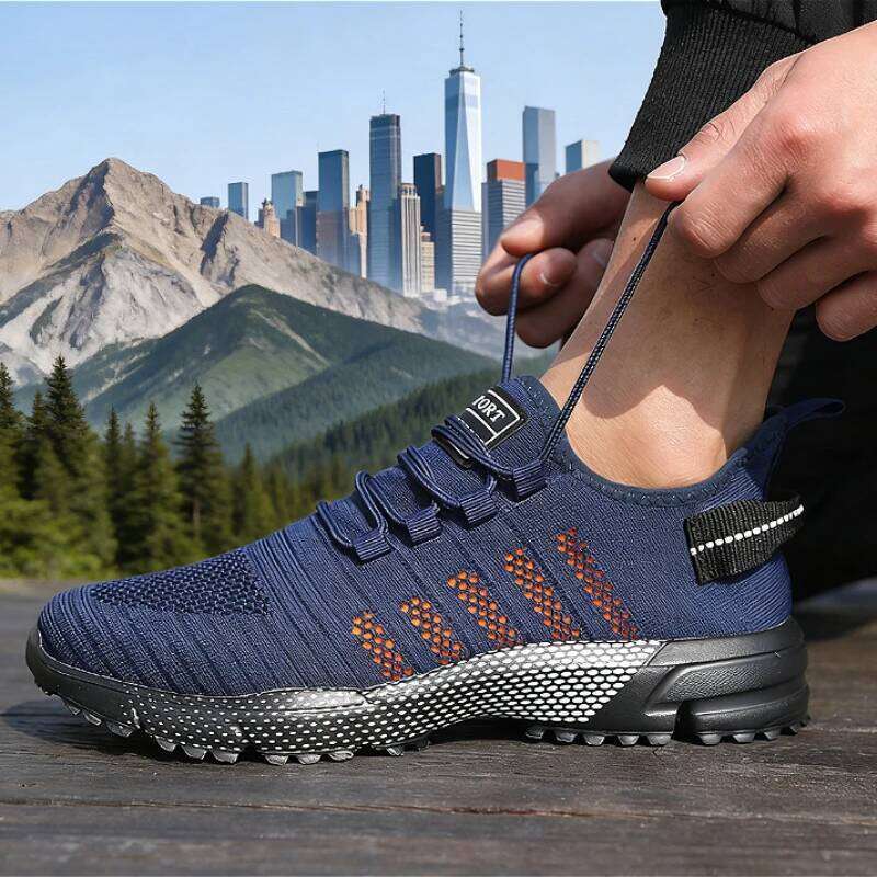 Trendy Men's Mesh Running Comfortable Urban Lightweight Sneakers Daily Outdoor Non Slip Causal Shoes Zapatillas De Deporte