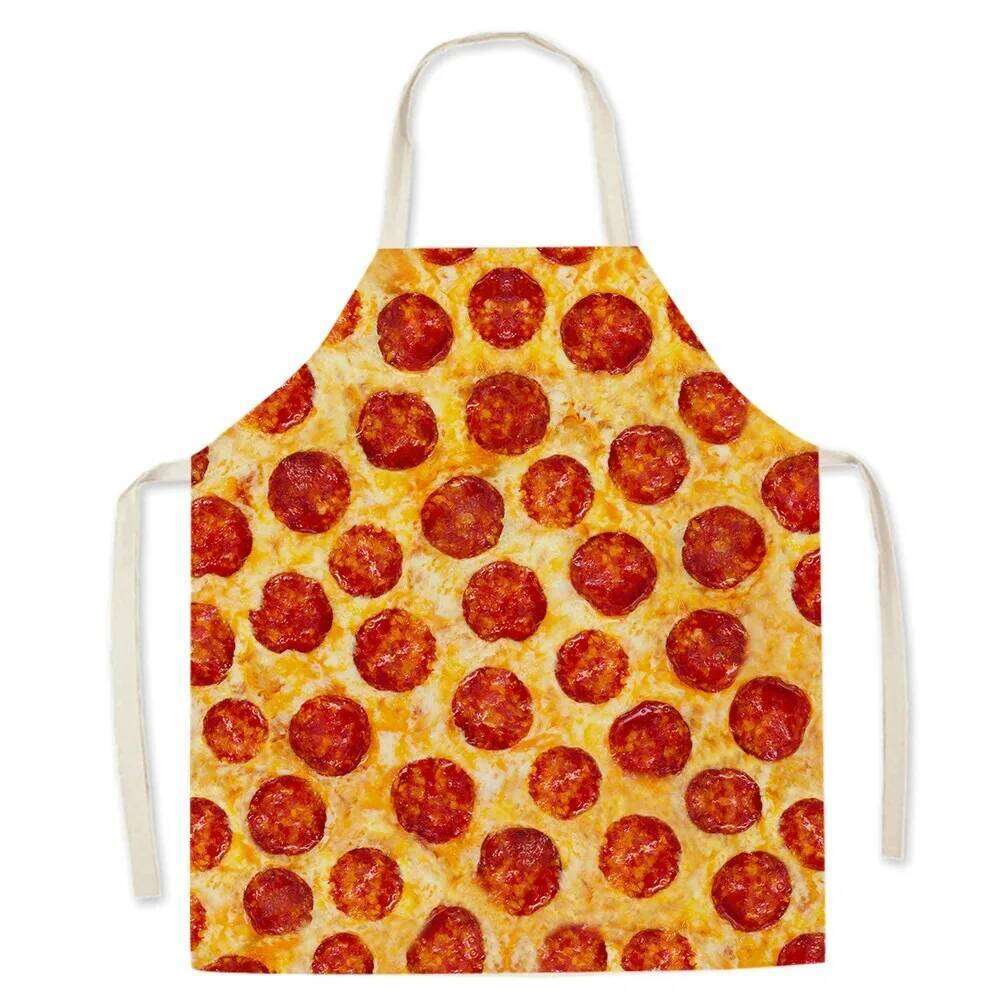 Cute gourmet burger fries pizza pattern men and children sleeveless bib for women kitchen cooking apron S260205