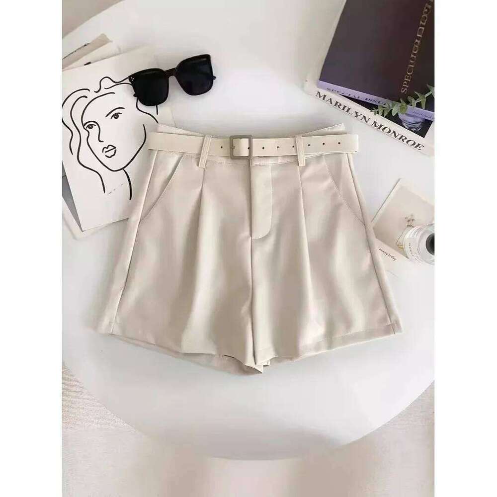 High Waist Versatile Leather New Casual Fashion Solid Color Wide Leg Pants Hip Covering Comfortable Women's Shorts XJ260206