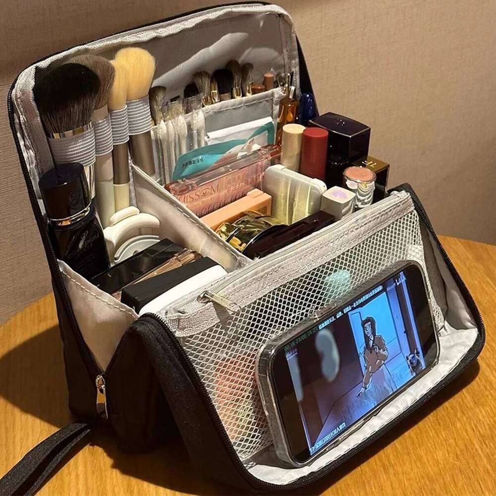 Foldable Split Format Cosmetic Bag Portable Travel Grooming Storage Organizer Large Capacity Makeup Brush And Beauty Bags Y260206