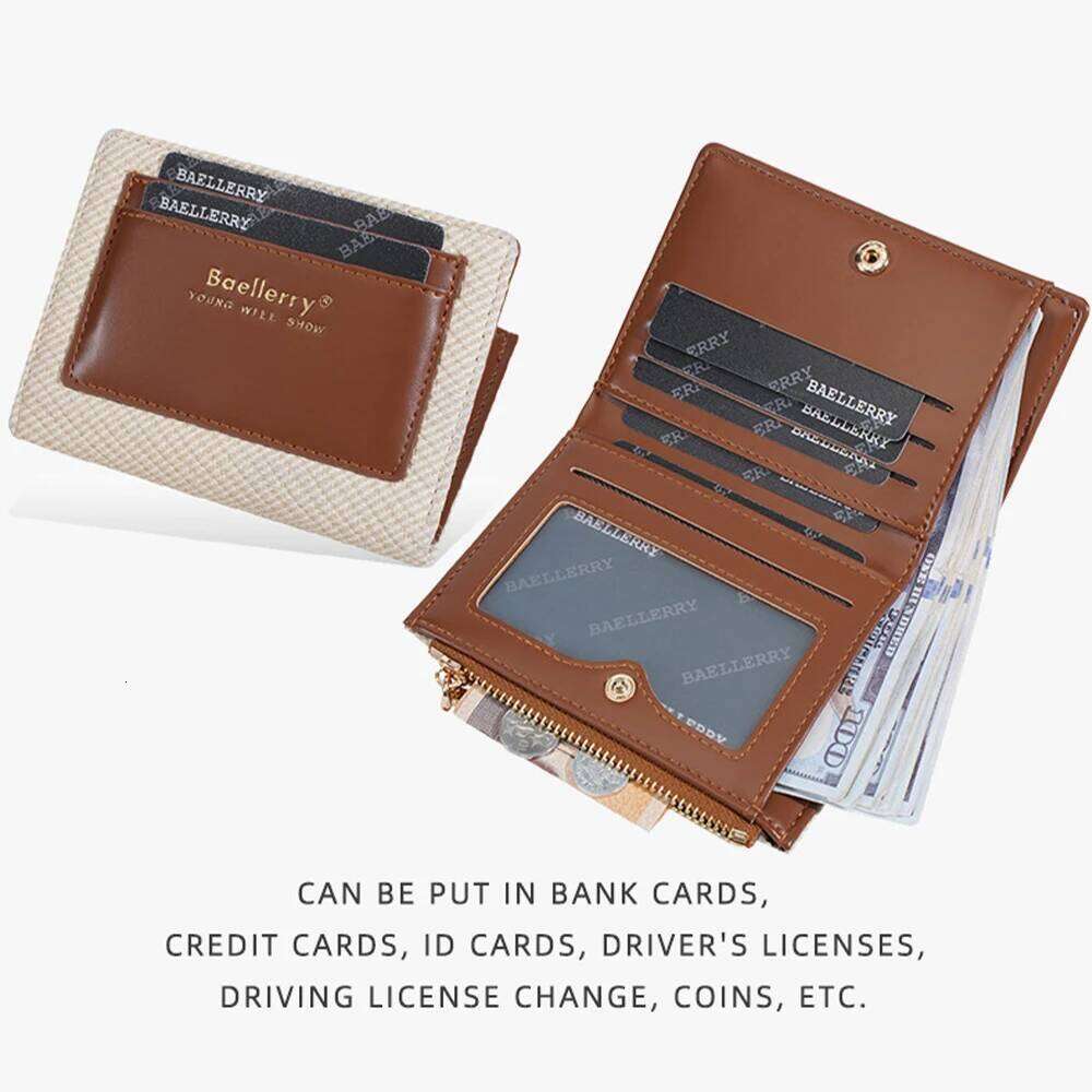 1Pcs/Baellerry Fashionable Zipper Wallet with Multiple Card Slots, Lightweight Portable, Can Hold Banknotes Coins, Suitable for Both Men and Women Y26