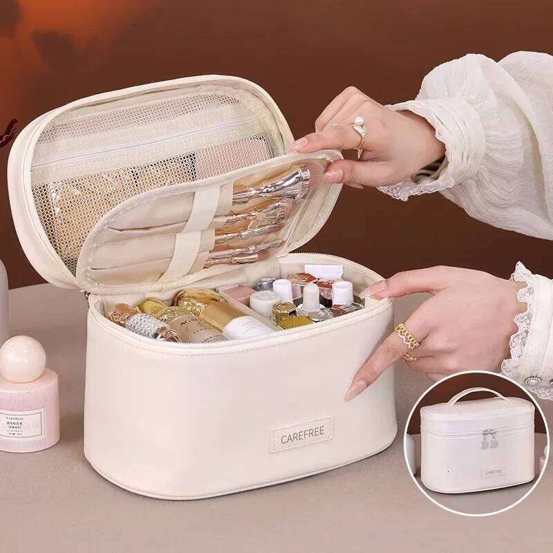 Multilayer Makeup Women Large Capacity Travel Cosmetic Organizer with Brush Holder Waterproof Toiletry Bag for Bathroom Y260206