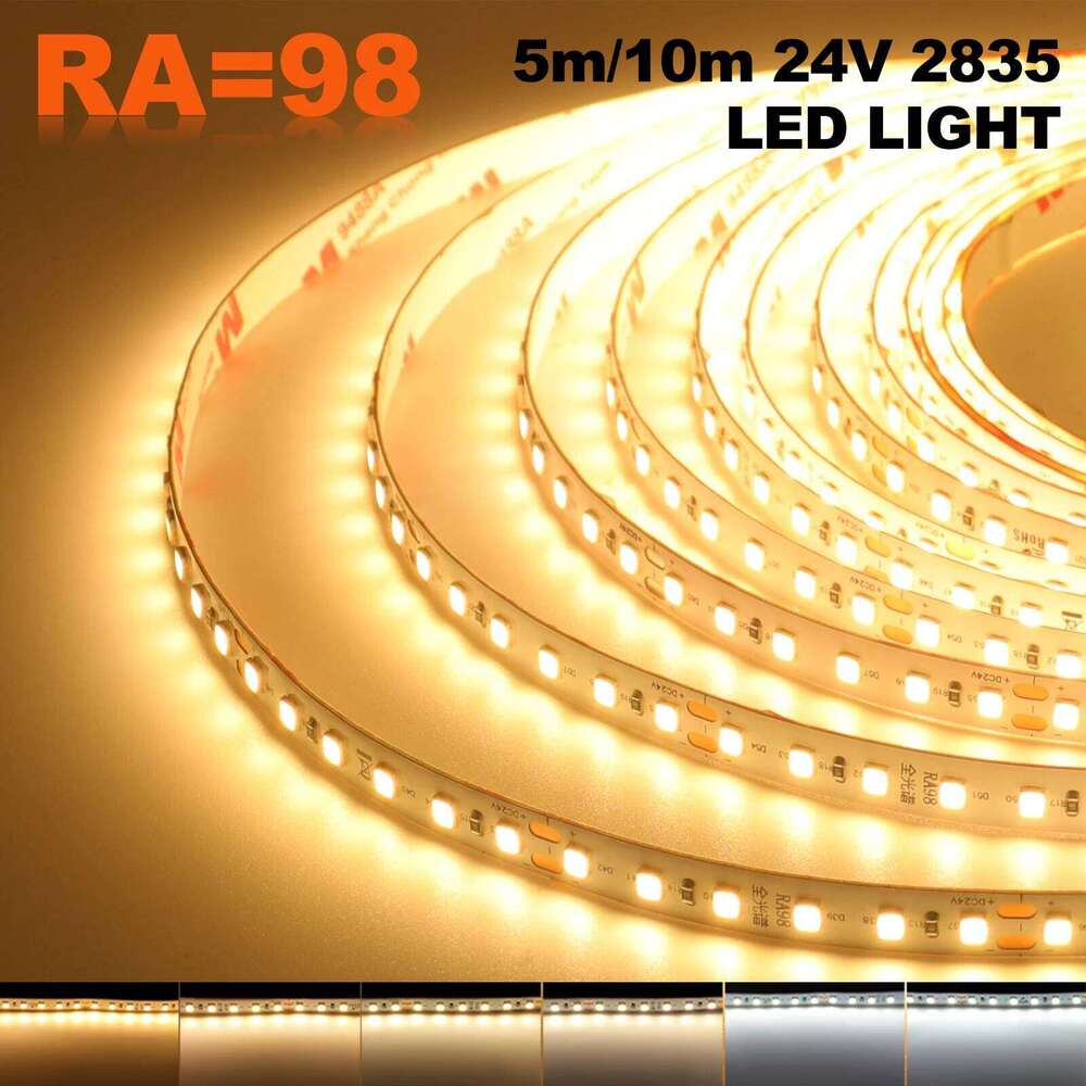 5M 10M/Roll Strip Light 12V 24V 2835 Flexible Tape Ribbon 8MM RA98 3000K 4000K 6000K LED Lights for Home Decor Lighting Z260206
