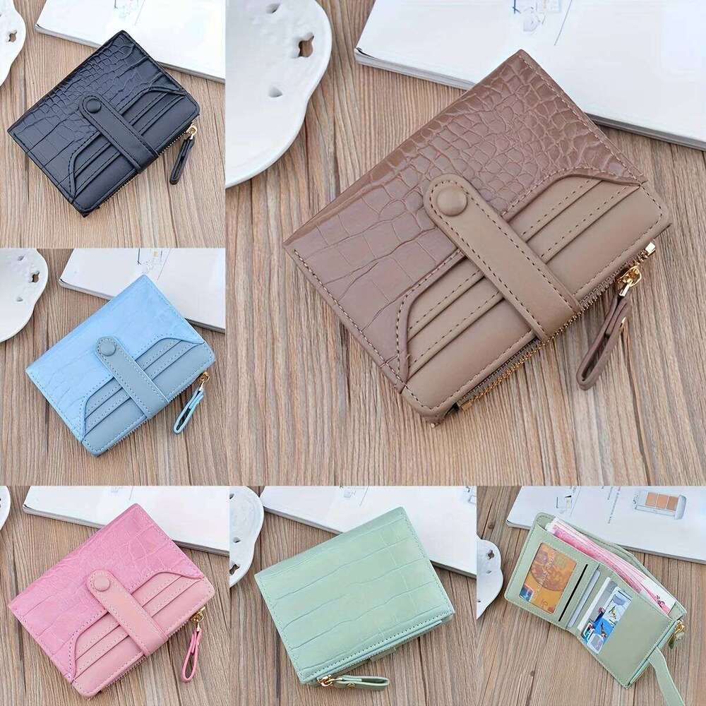 Ladies macaron short fashion Korean crocodile zipper multi-slot everyday everything fresh ladies purse Y260206