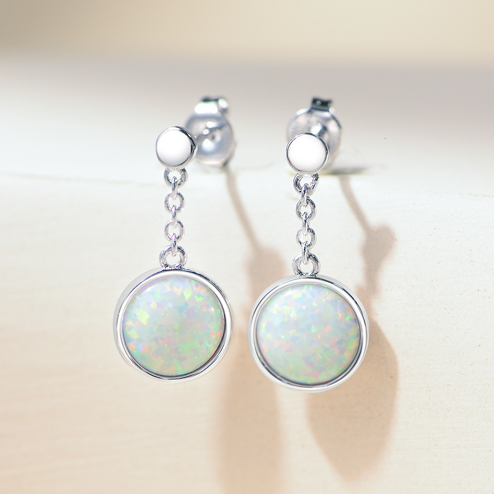 Trendy Simple Elegant Versatile Copper Gold Plated Earrings Opal Women's Jewelry