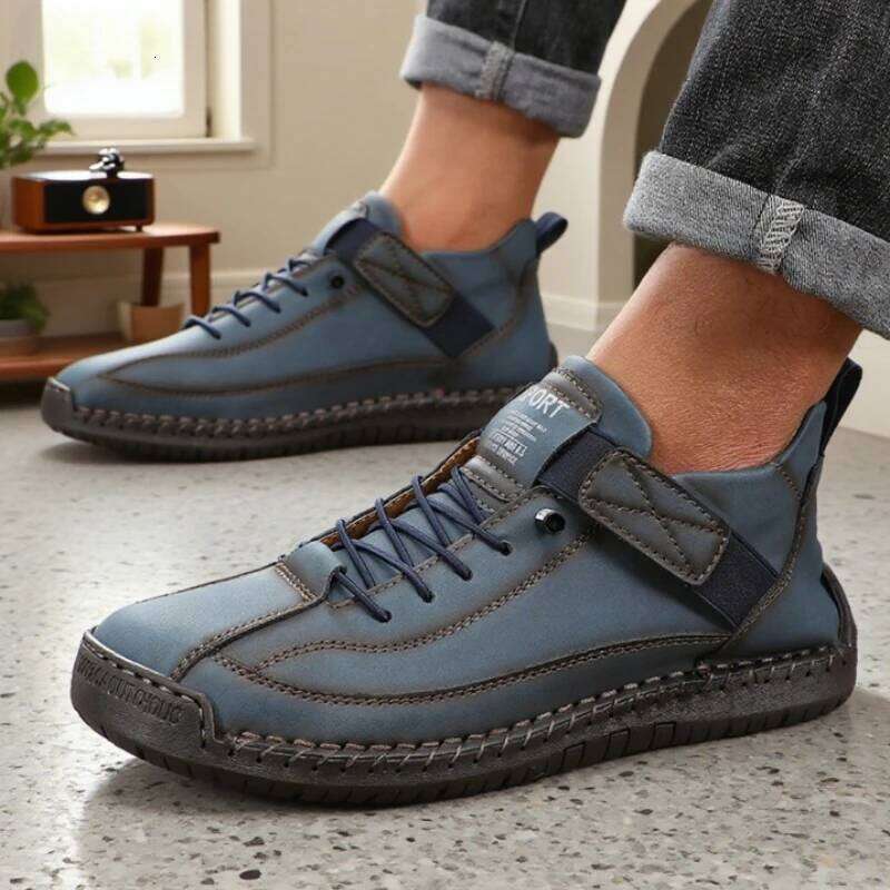 Handmade Leather Men Shoes Casual Comfortable Soft Soled High-quality Motorcycle Fashionable British Tennis Nude Boots