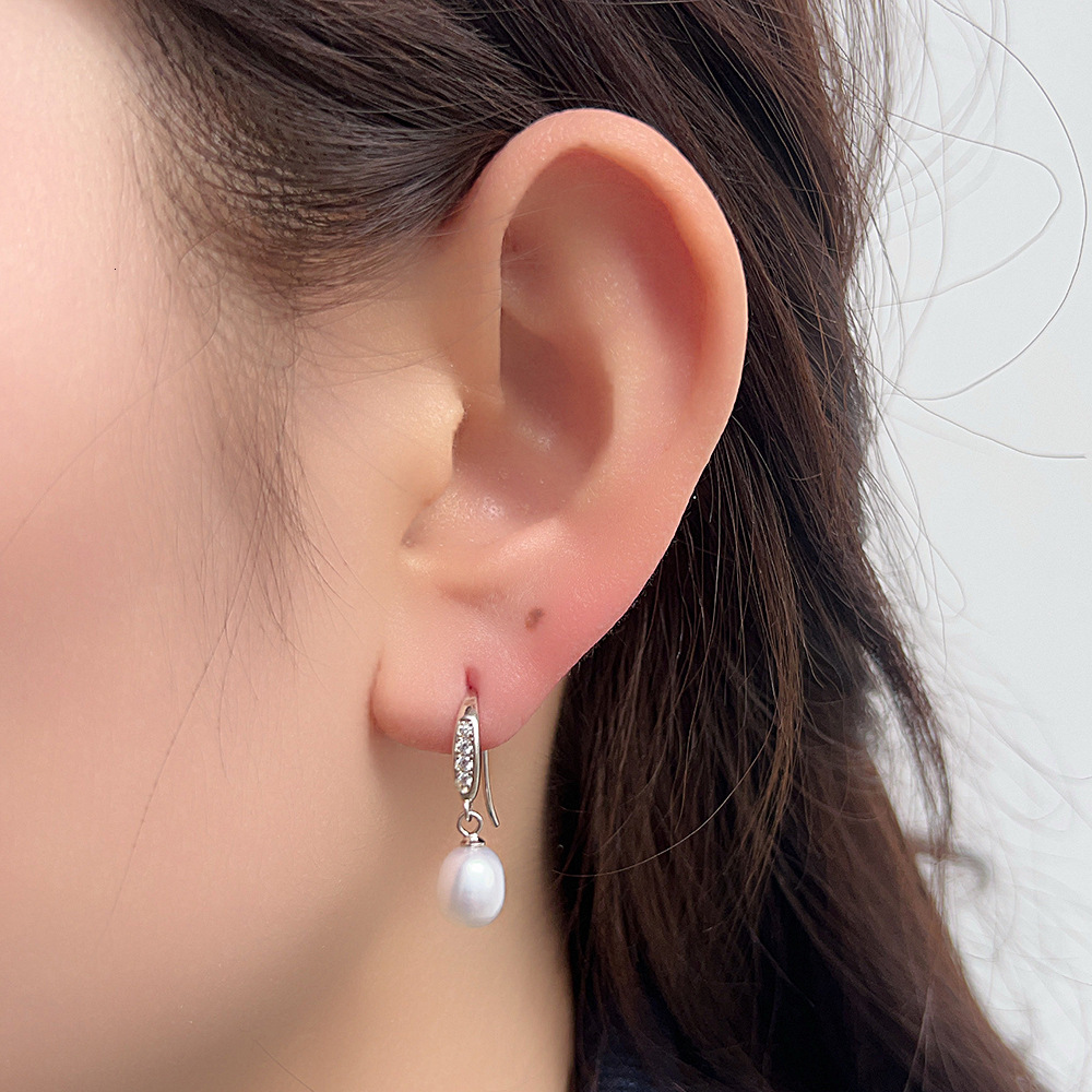 s925 sterling silver freshwater pearl long hook for women, light luxury vintage high-end earrings