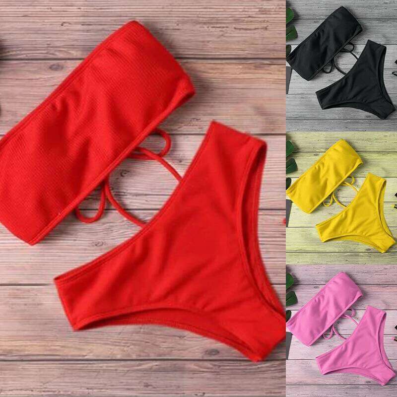 New High Waist Strapless Sexy Bikini Swimwear Women Fashion Swimsuit Padded Bathing Suit Monokin Z260206