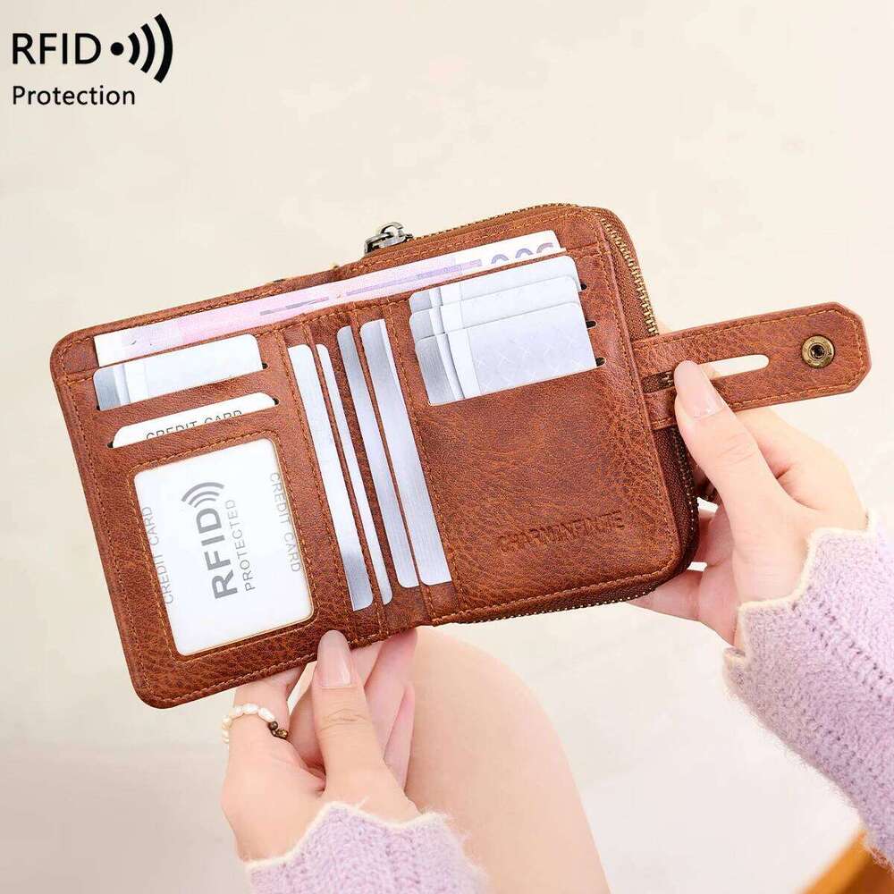 Women's Short Wallet, RFID Anti-Theft Multifunctional Coin Purse,Compact Portable,Snap Closure,with Multiple Card Slots&Key Ring Y260206