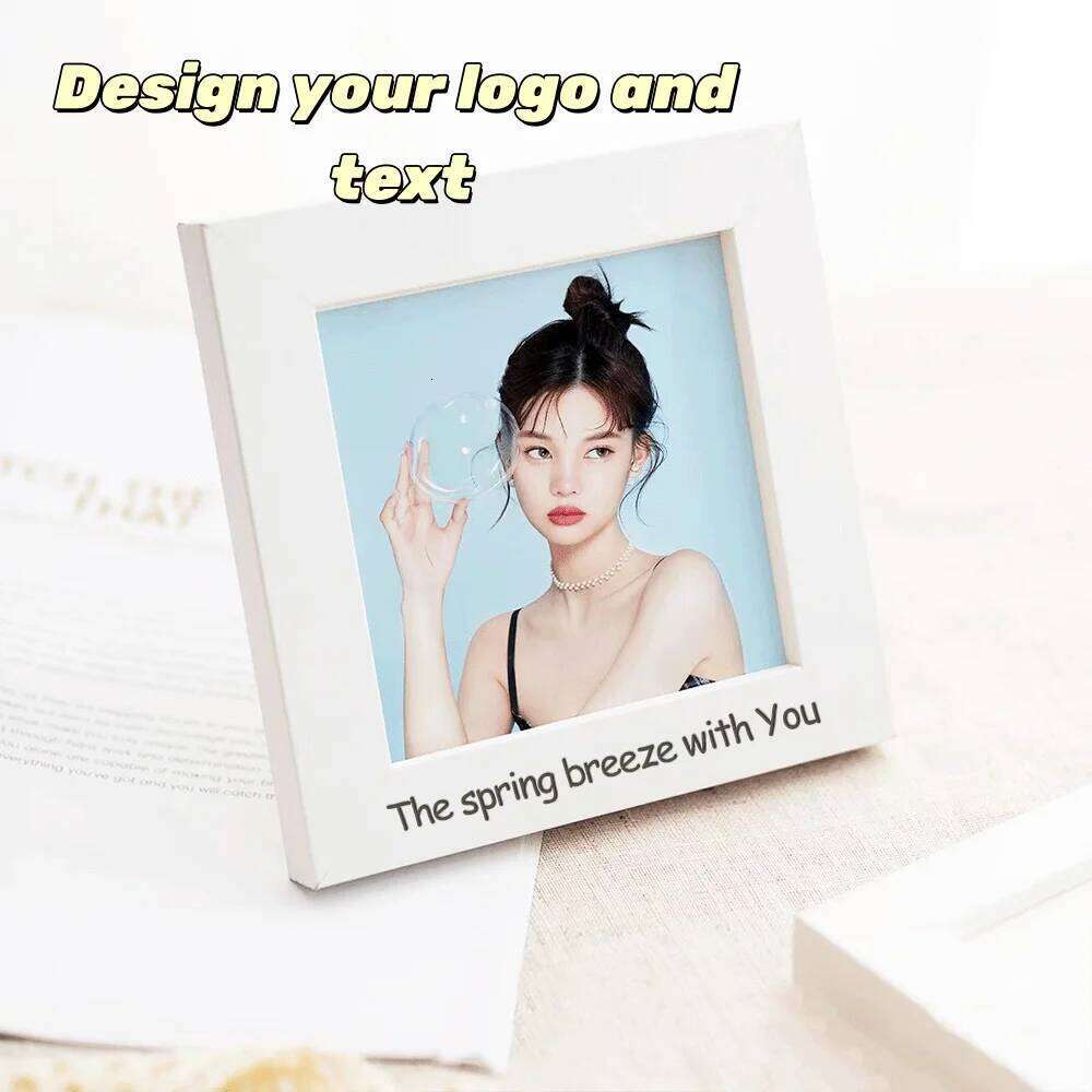 Customized Personalized Text Square 4 Inch/7 Inch Couple Lover Family Children Friends Wooden Photo Frame Wholesale S260205