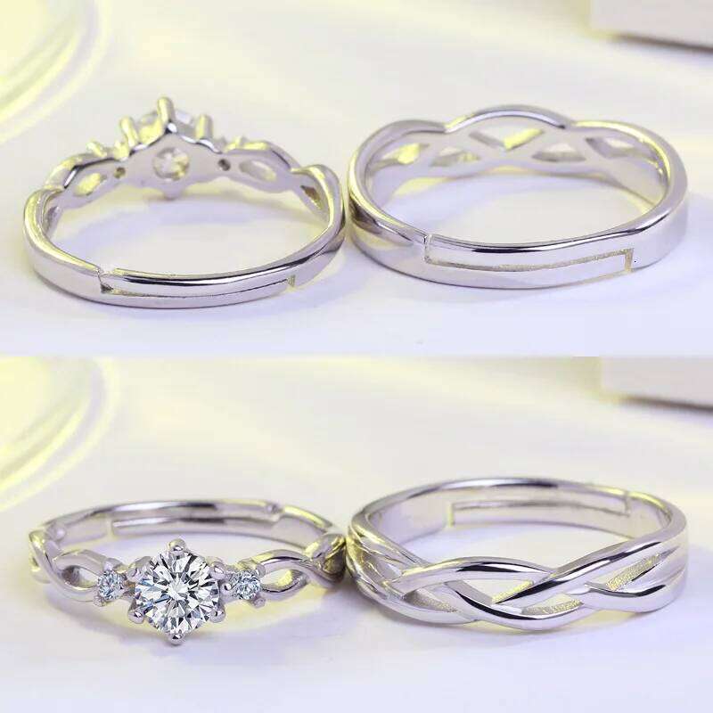 2 Pcs Zircon Couple Ring Vashiria Fashion silver color Jewelry Romantic Infinity Endless love Imperial Cross Lover W260206