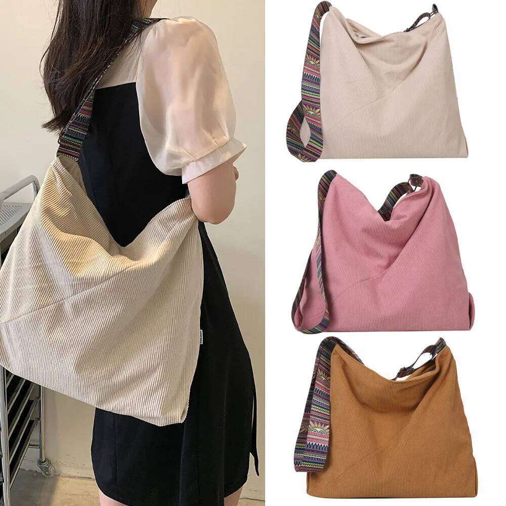 Tote Large Crossbody Stylish for Women Corduroy shoulder Bag Casual Handbag XJ260129