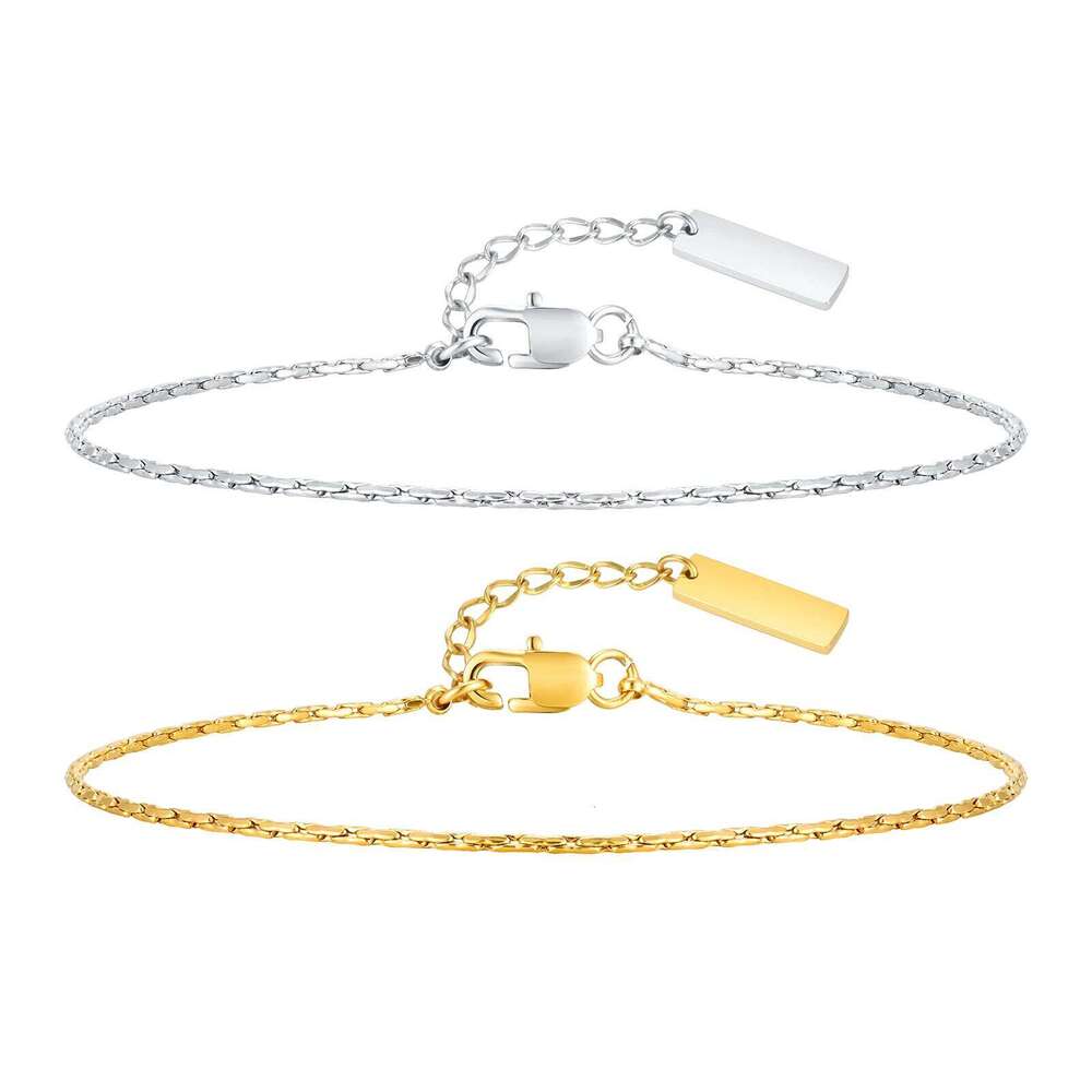 Thin Links Bracelets for Men Boys,Stainless Steel Chian Wristband Adjustable,Simple Jewelry Gifts 26H0206