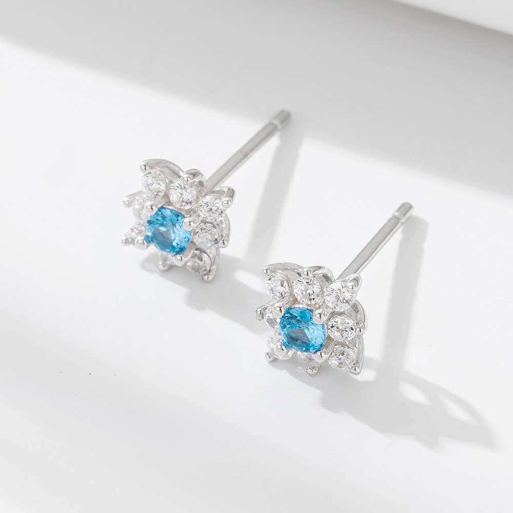 jewelry, fresh floral diamond-studded for women, s925 sterling silver, elegant micro-inlaid zircon flower earrings
