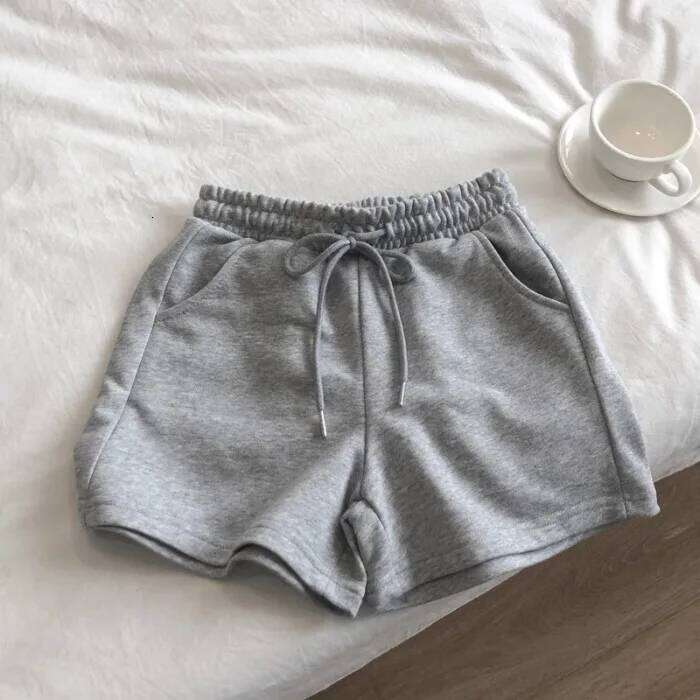 Minimally Designed Short Casual Shorts for Women in Summer, Grey Versatile, Outerwear Sports Women's Hot Pants Trend C260206