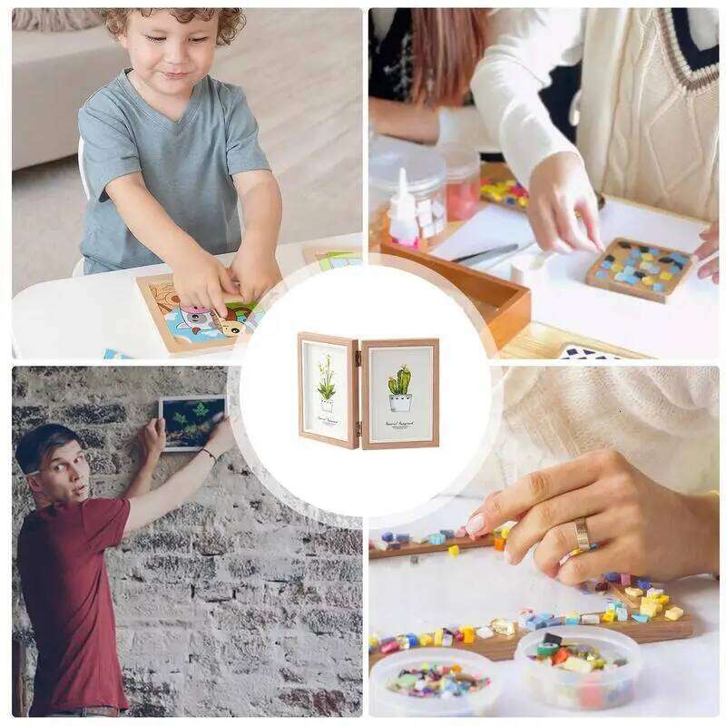 Rustic Triple Family Picture Hinged Folding Collage Frame 4x6 Three Opening Photo S260205