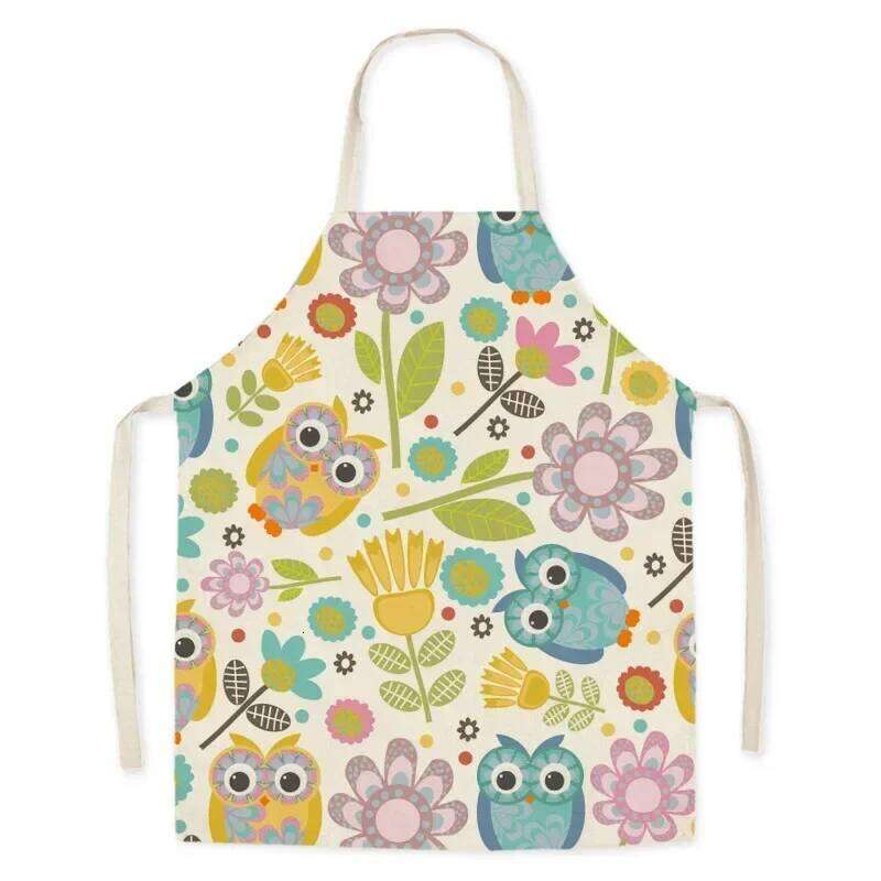 Colorful Rabbit Animal Home Linen Women's Kids Stain Resistant Apron Kitchen Cooking Baking Accessories S260205