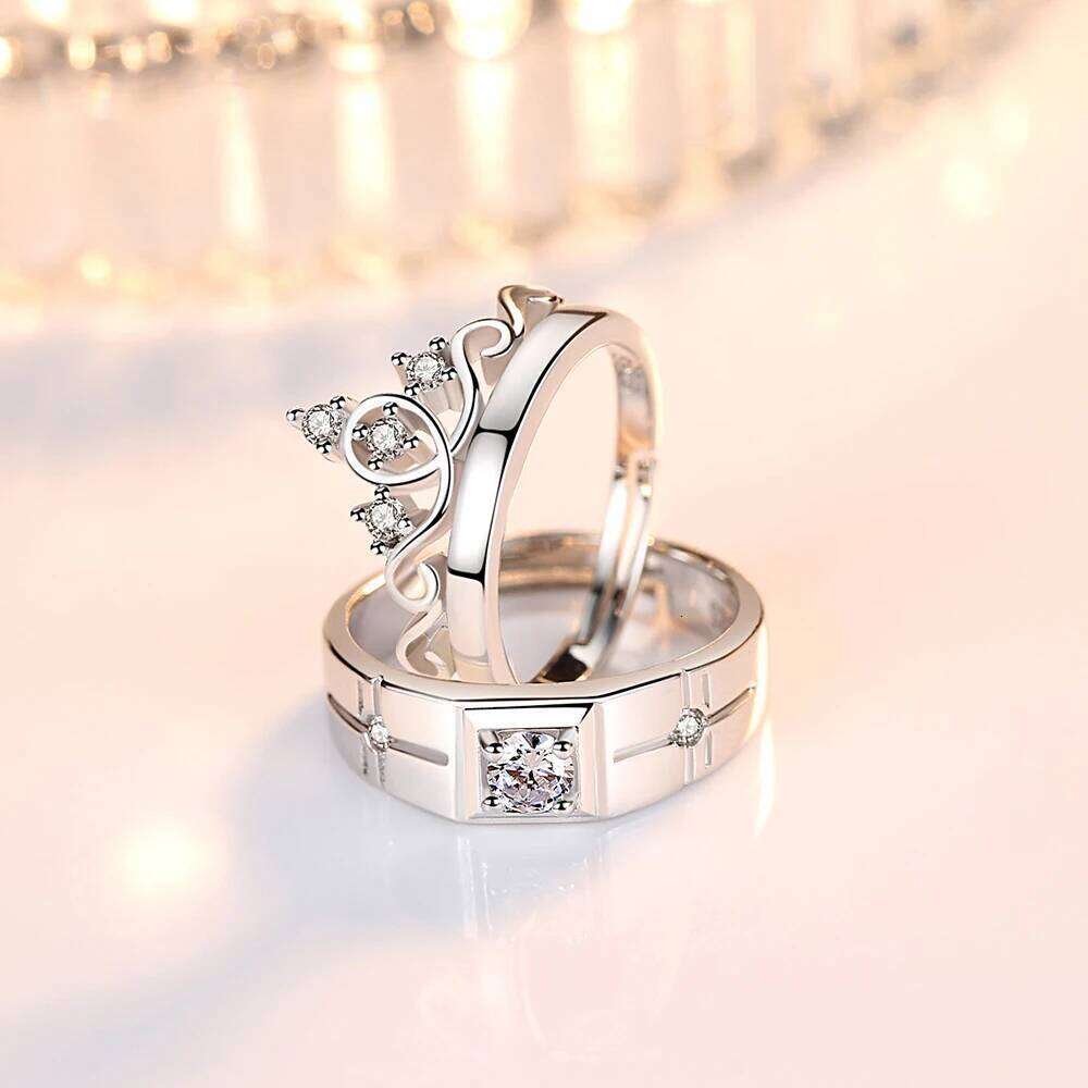 Women's 925 Sterling Silver Fashion Jewelry New Crystal Zircon Crown Couple Rings For Man XY0346 W260206