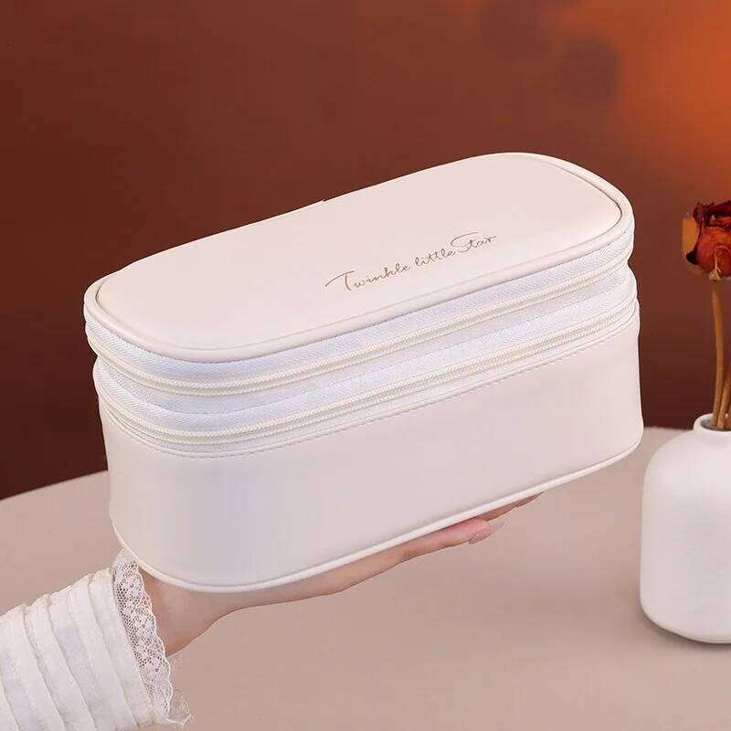 1pcs Double-Layer Cosmetic Bag Large Capacity Portable Travel Waterproof Makeup Organizer Pouch for Cosmetics & Toiletries Y260206