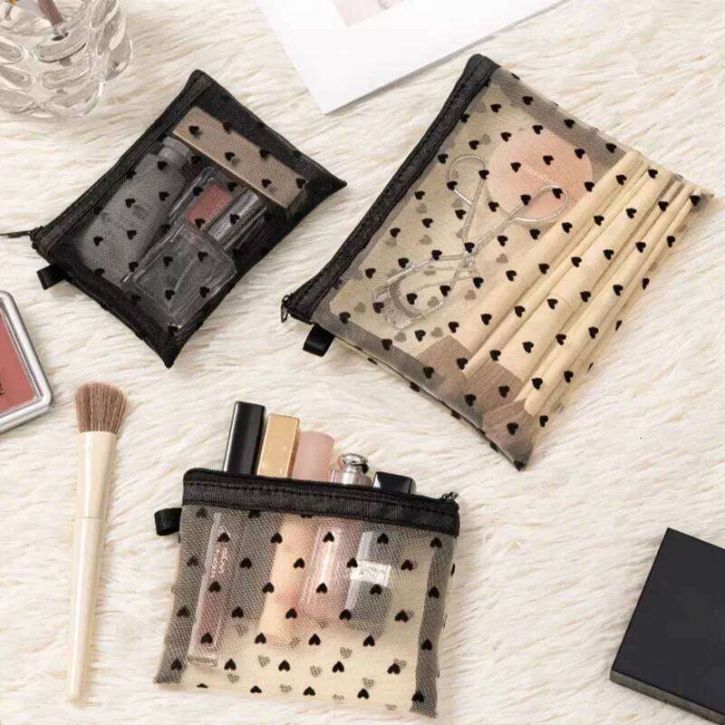 Female Make Up Pouch Portable Small Large Toiletry Beauty Case Women Mesh Cosmetic Travel Storage Makeup Bag Organizer Y260206
