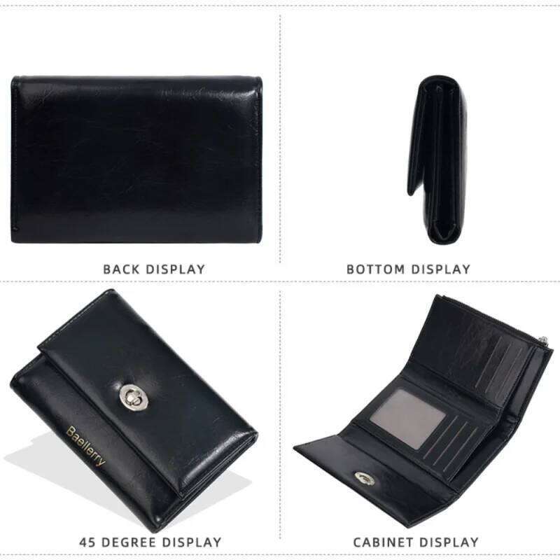 New Simple Solid-Color Three-Fold Wallet Women, Fashionable Multi-Functional Zipper Lock Short Money Clip, Multi-Slot Card Case Y260206