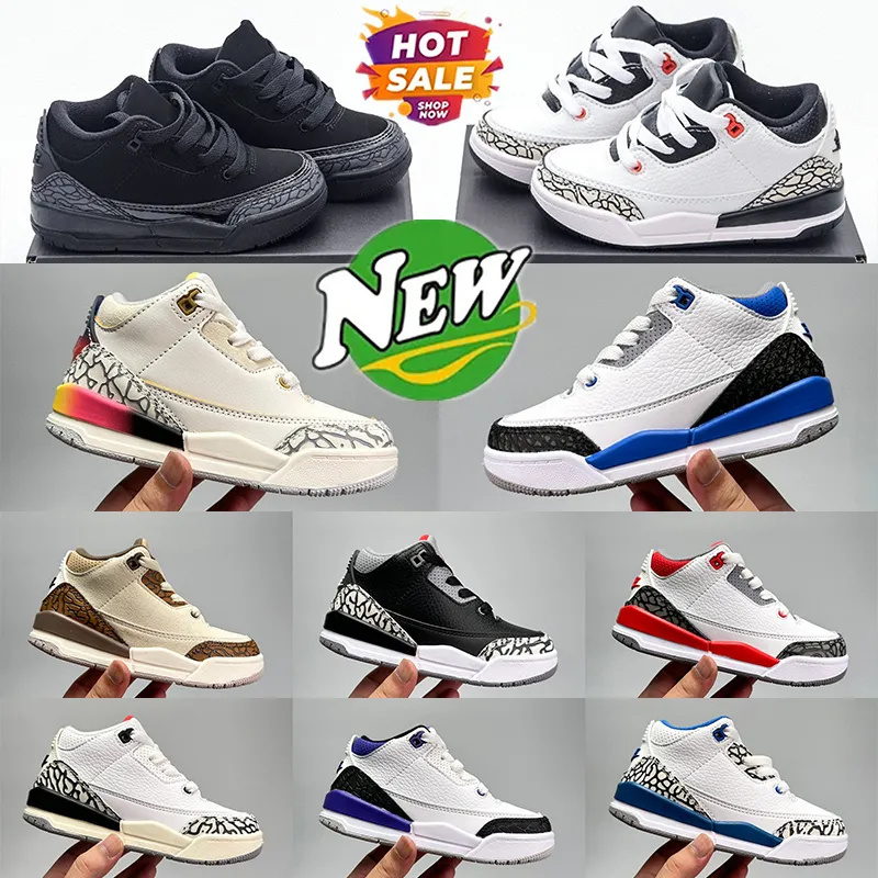 2027 kids shoes 3 Basketball shoes 3s sneakers Toddlers boys girls boy designer TD Vintage Floral Fire Red Moto Palomino Laser Orange