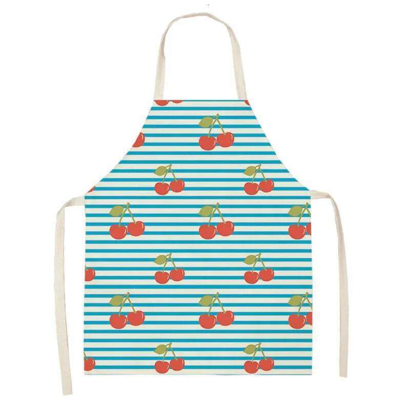 Fruit Cotton Linen Apron Cherry Orange Lemon Printed Kitchen Women Baking Waist Bib Home Cooking Sleeveless Pinafore Delantal S260205 0a0