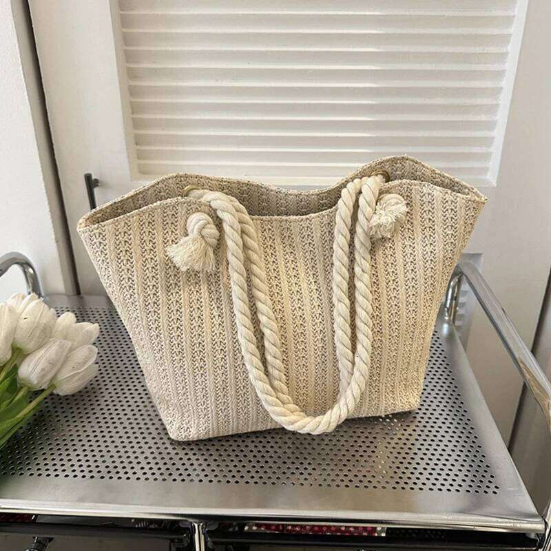 Luxury Design Women Raffia Straw Large Capacity Knitted Tote Handbag Summer Beach Vacation Bohemian Shoulder Bag for Female Y260205