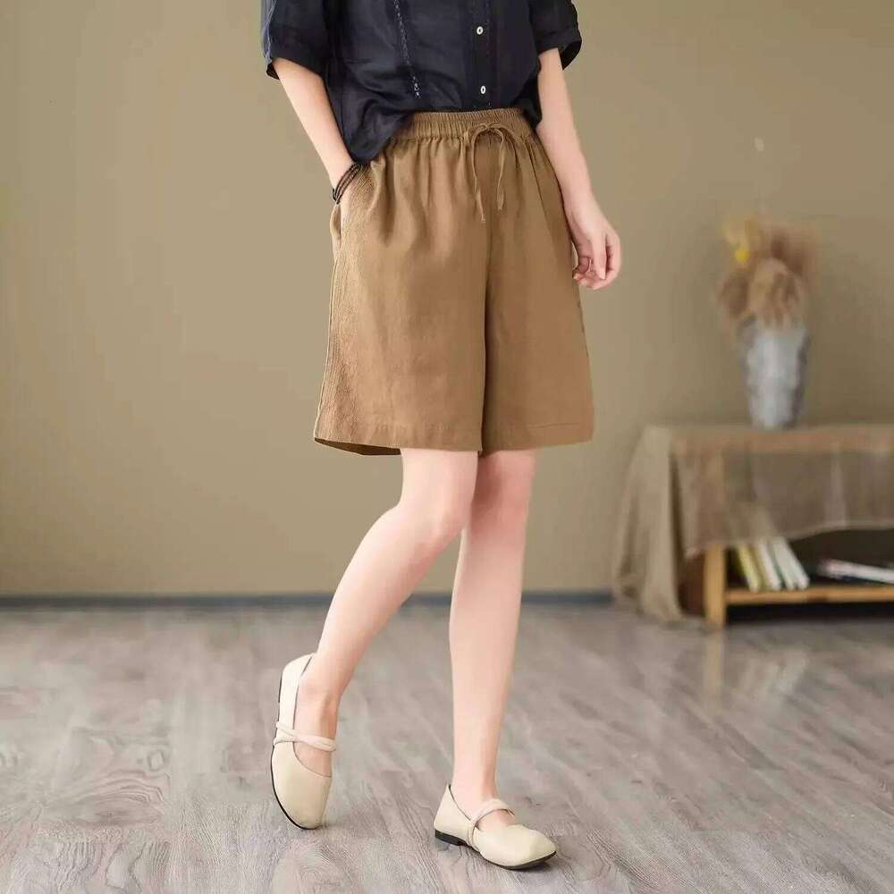 Casual Cotton Linen Wide Leg Shorts Women's Fashionable Ageless Summer New Style Five Parts Pants Versatile for Women XJ260206
