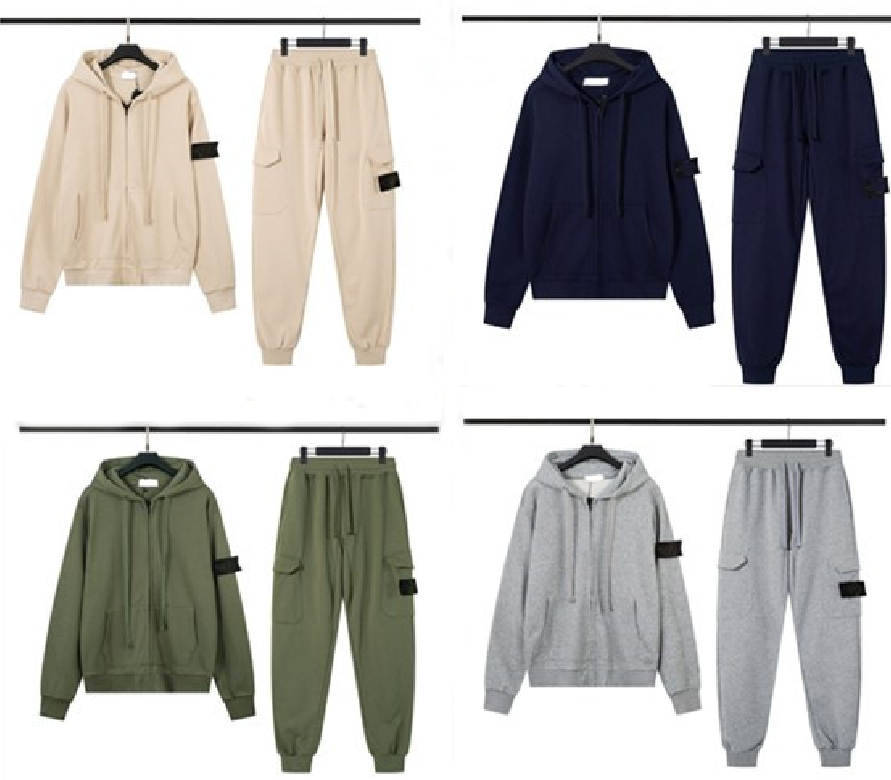 Men's badge Tracksuits Mens cotton Fitness Sweatsuits Casual Man Clothes Outfits Pants cardigan zip hoodie jacket two piece jogging Suits