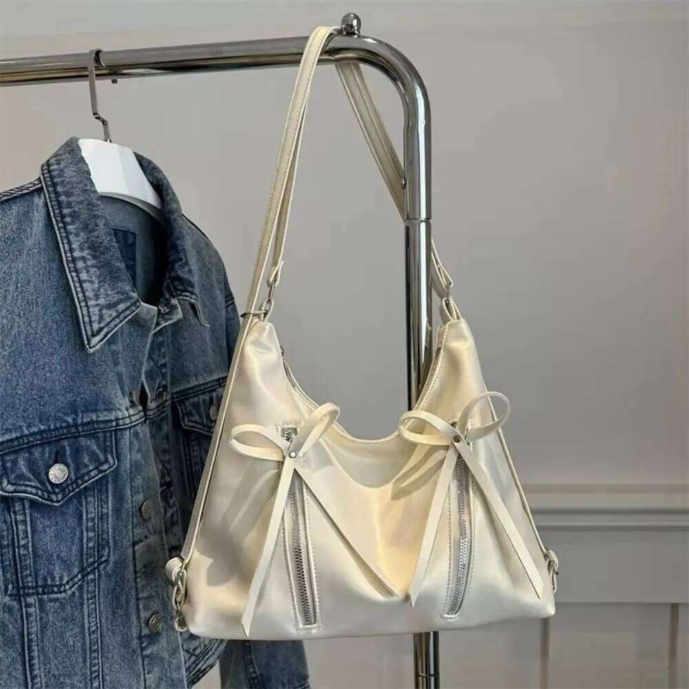 Trendy Korean Bows Armpit Stylish Versatile Bow Tote Sweet Large Capacity Women's Handbags Underarm Bag Y260205