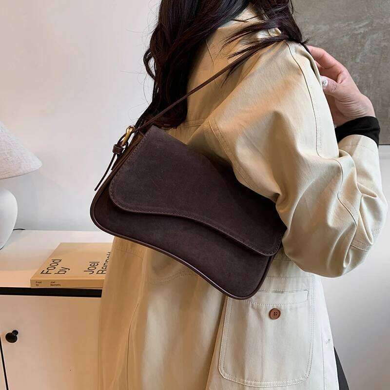 Solid Color Striped Flannel Crossbody Quiet Luxury Designer Bag Fashionable Elegant PU Leather Shoulder Bags for Women Y260205