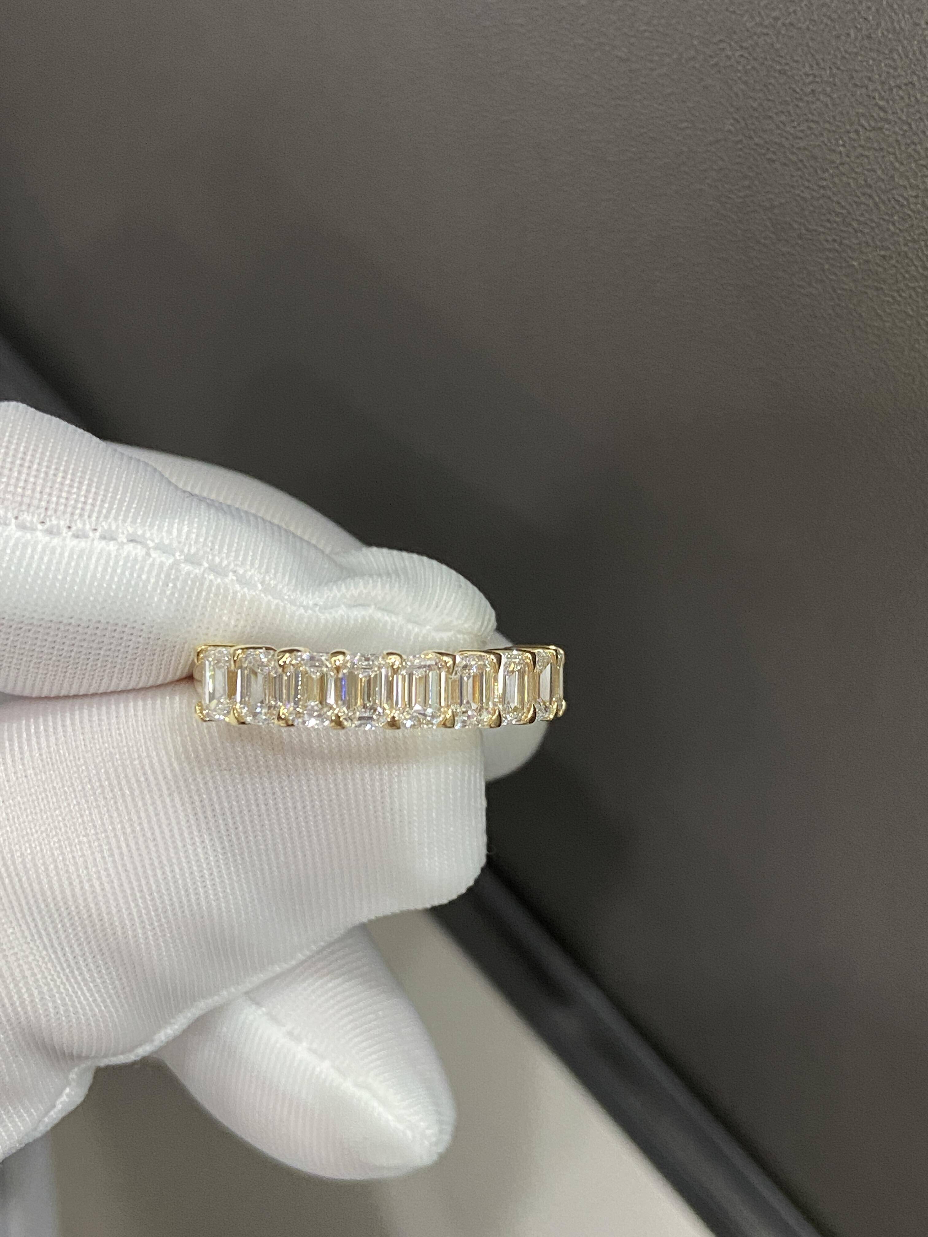 Anster Custom Jewelry Row Ring 14k /18k Yellow Gold Lab Grown Diamond Emerald Cut 02ct Each DEF VVS-VS Fashion Stacking Jewelry