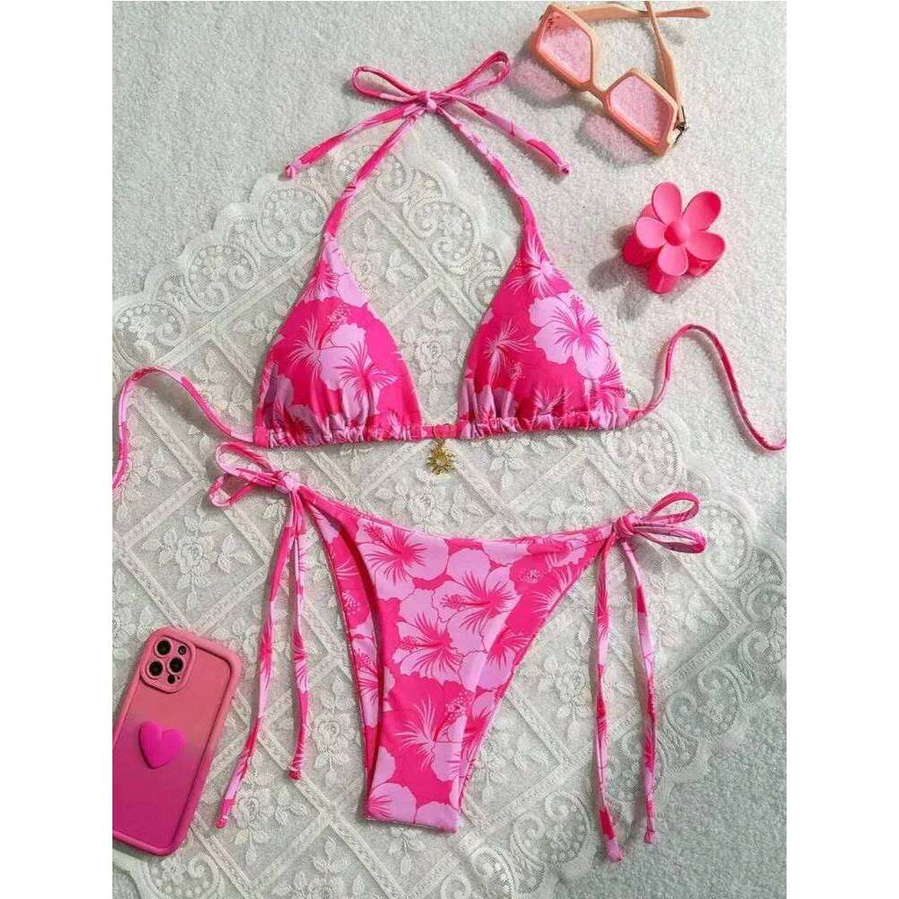 Sexy Strap Print Women Swimsuit Bikini Slim Fit Fairy Swimwear Bathing Female Beach Party Summer Outfit Z260206