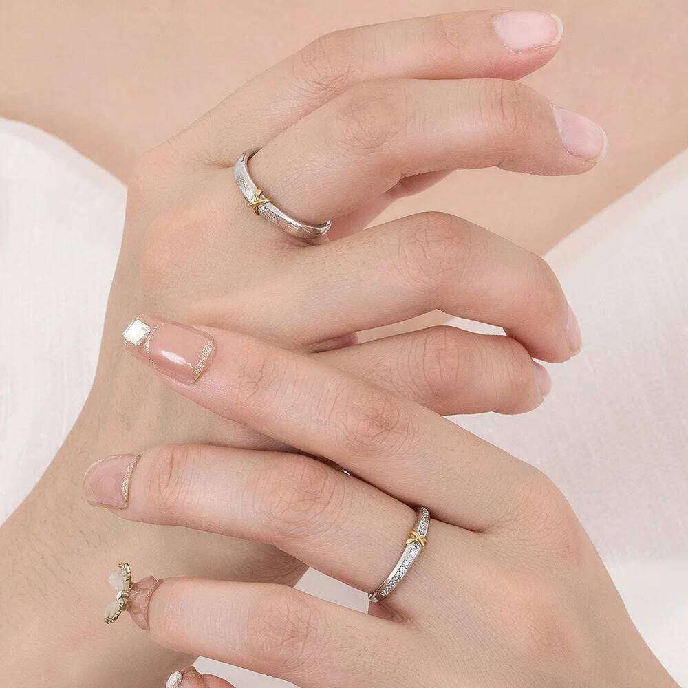 High Quality Women's 925 Sterling Silver Jewelry Fashion Cross Crystal Zircon Couple Ring For Men XY0311 W260206