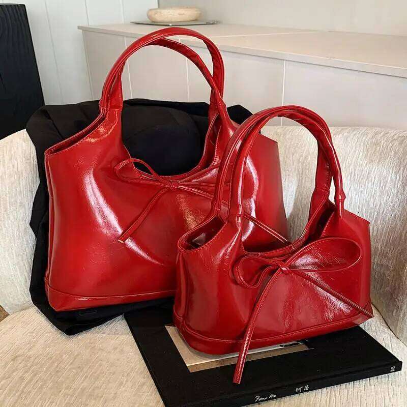 Wax Skin Bow New Style Girl Sexy Handbag Crossbody Commute Cute Waterproof Texture Multi-Functional Large Capacity Storage Bag Y260205