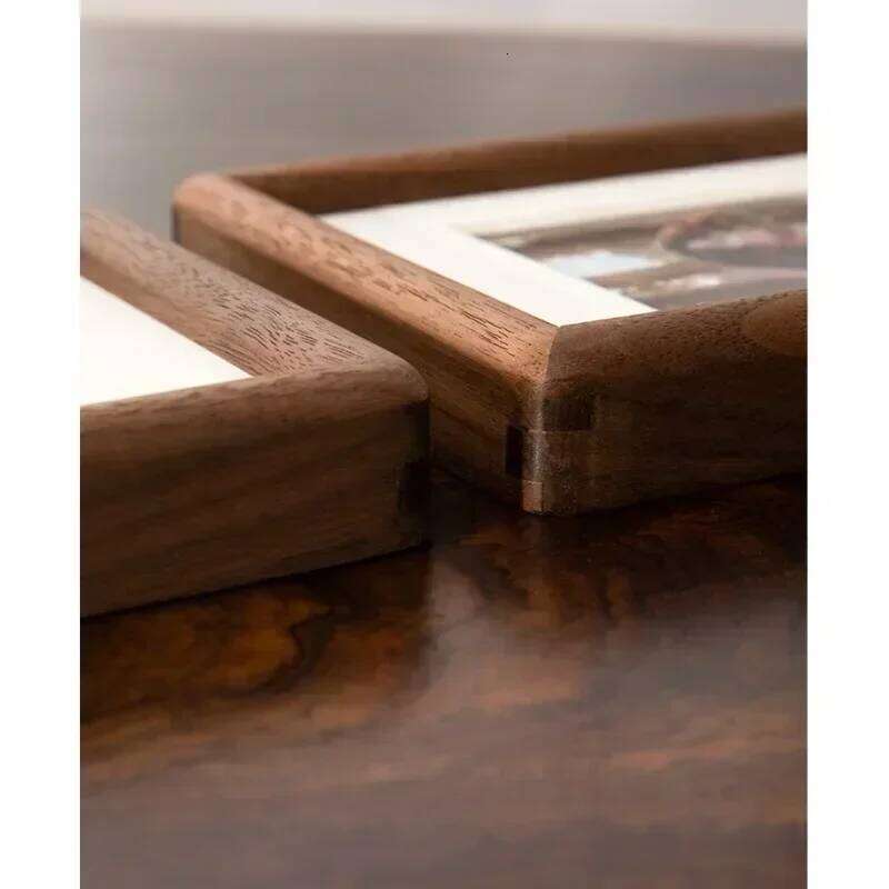 Black Walnut Real Wooden Round Corner Swing Table 6/7/8 Inch Mortise Tenon Photo Frame Home Decoration Picture Fram S260205