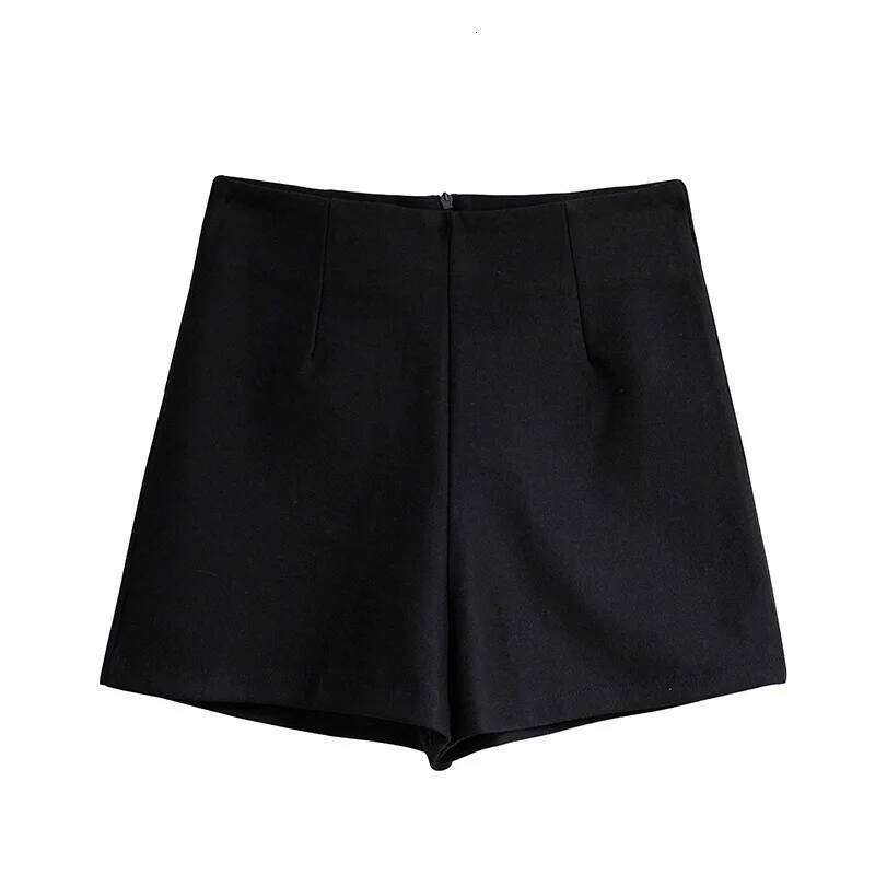 Black High-Waisted Suit Shorts Elastic Tight Bodycon Slim Sexy Y2K Hot Pants for Women Outerwear Casual Streetwear XJ260206
