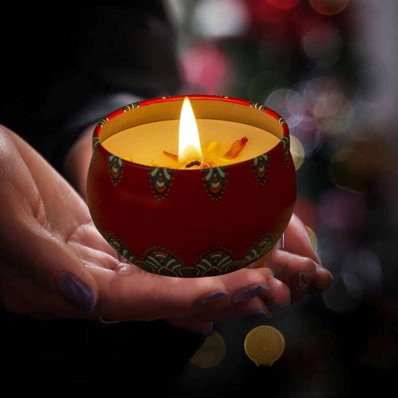 Candles Iron Box Soy Wax Scented Dried Flower Aromatherapy Birthday Candle Home Hotel Wedding Decoration S260205