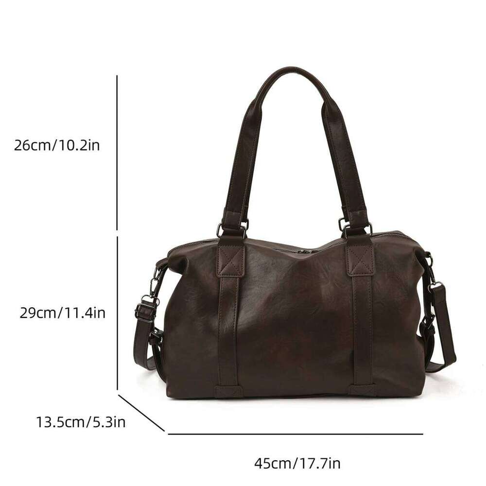 Large Capacity Tote For Women High Quality Travel Shoulder Black Brown Lady Handbag Solid Pu Leather Messenger Bag Y260205