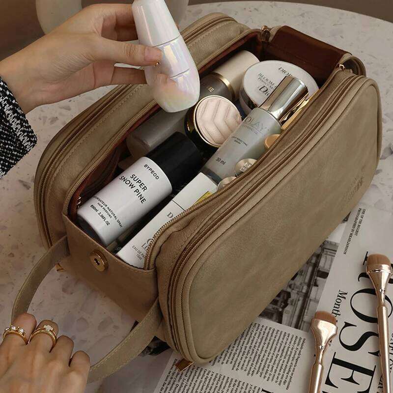 Ladies' Makeup Large Capacity Handheld Business Travel washing bag Multi functional Portable leather Storage Bag Gift Y260206