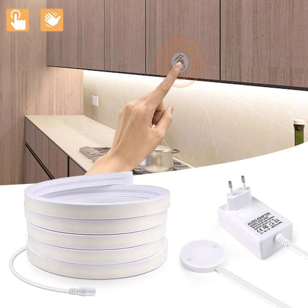 Touch Sensor COB Neon LED Strip Lights Hand Sweep Motion Kitchen Night lamp 220V To 24V Penetrate Glass Wood tubo de luz Z260206