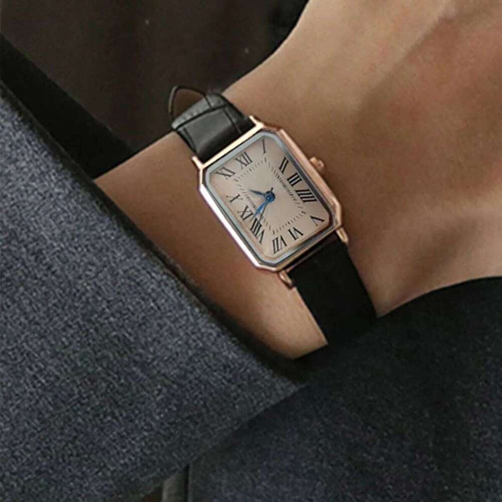 Retro Classic Casual Quartz Dial Leather Strap Band Rectangle Clock Fashionable Wrist Watches for Women Z260206