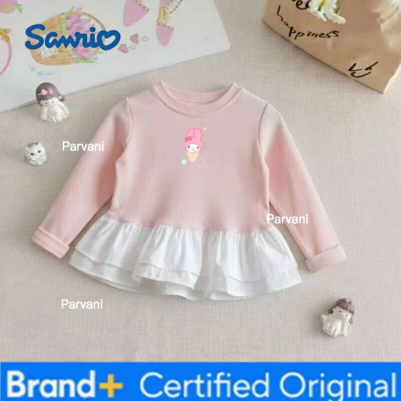 Sanrio Baby Girls Cotton Clothes Striped Patchwork Top Kid Hello Kitty Printed Pullover Children Autumn Fashion Long Sleeve T-shrits H260206 - view 4