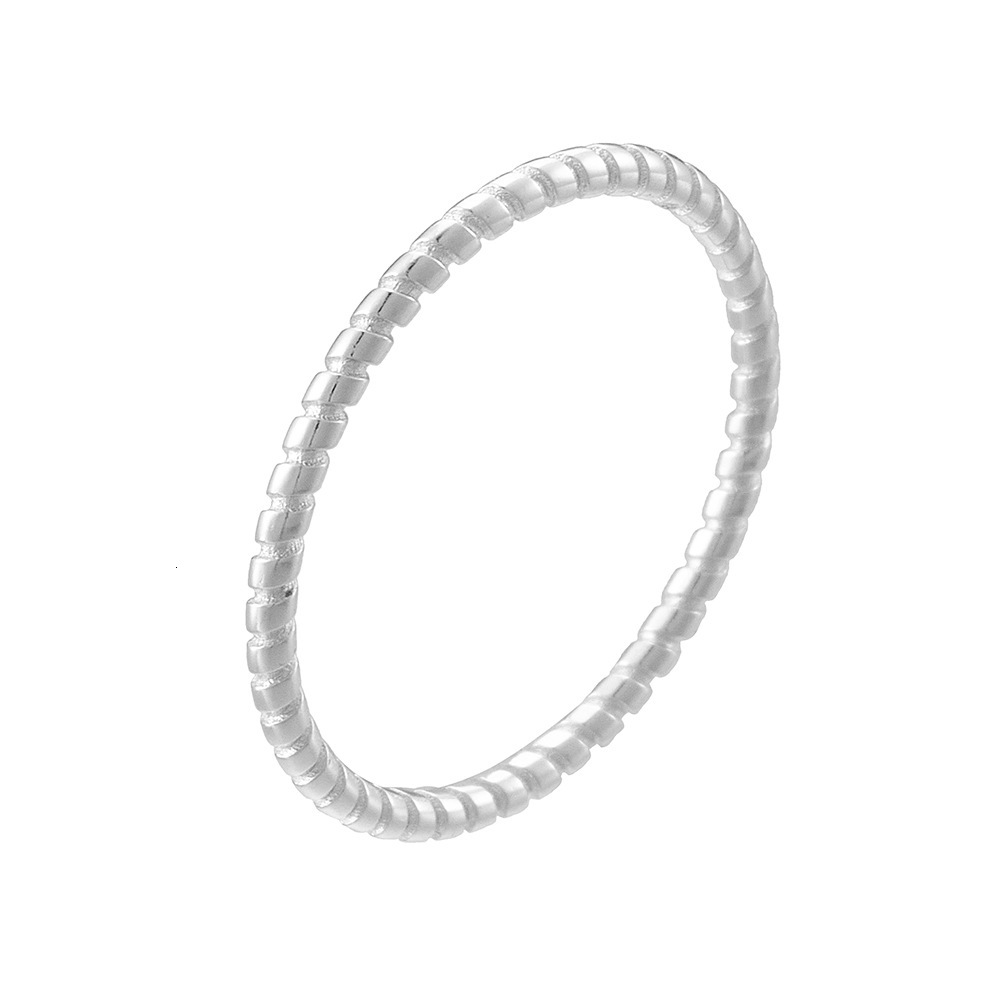 Korean-style s925 sterling silver plain twisted for women, fashionable spiral design, unique and versatile, minimalist style thin ring