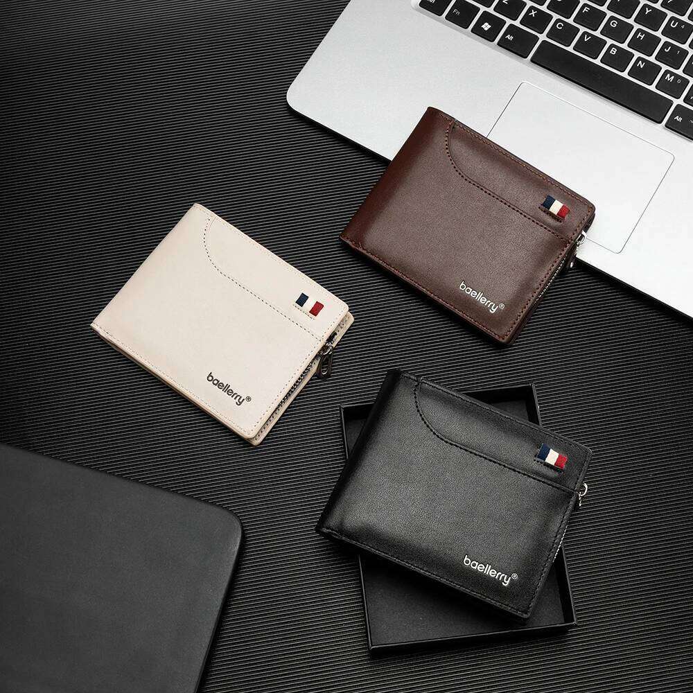 New Short Wallets High Quality Card Clips Zipper Male Coin Purse ID & Photo Holder Luxury Big Capacity Men Wallet Y260206